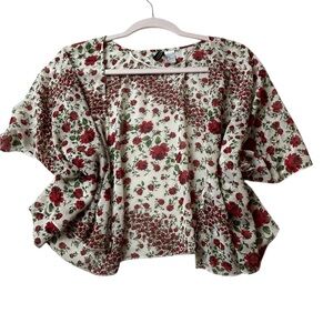 H&M Red Floral Kimono Blouse